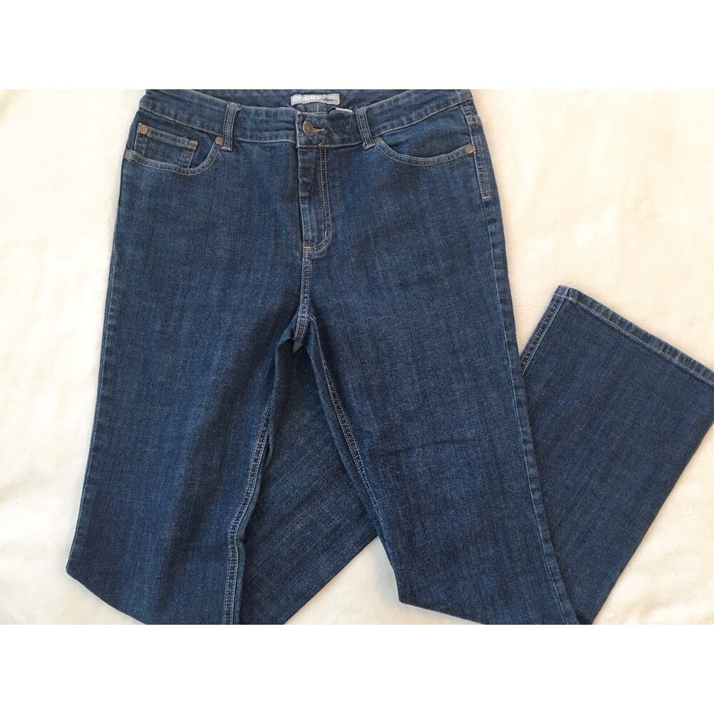 Chico’s Platinum Stretch Bootcut Charm Jeans Rhinestones On Pockets Sz 1 (SZ 8)